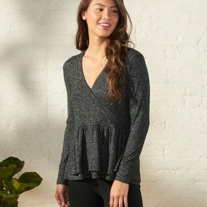 Charcoal grey wrap sweater/top SUPER SOFT size small